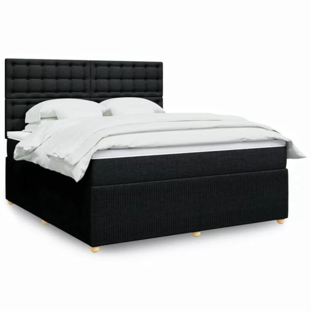 vidaXL Boxspringbett, Boxspringbett mit Matratze Schwarz 180x200 cm Stoff günstig online kaufen