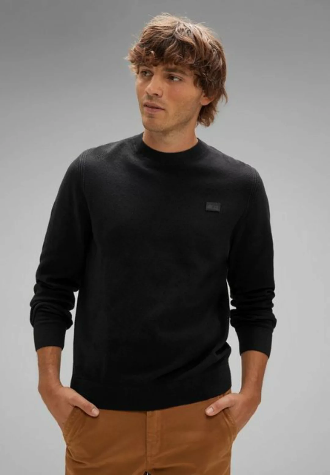 STREET ONE MEN Longpullover im soften Baumwoll-Mix günstig online kaufen