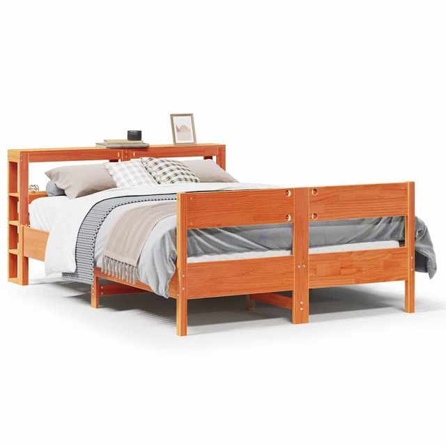 vidaXL Bett, Massivholzbett ohne Matratze Wachsbraun 140x190 cm Kiefernholz günstig online kaufen