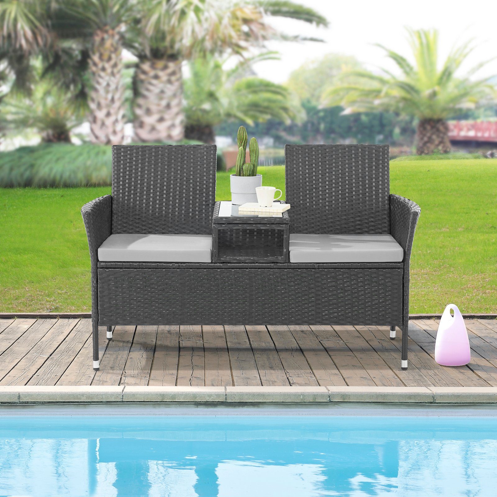 SVITA Gartenbank CHICAGO, 2-Sitzer, Rattanbank, Polyrattan, günstig online kaufen