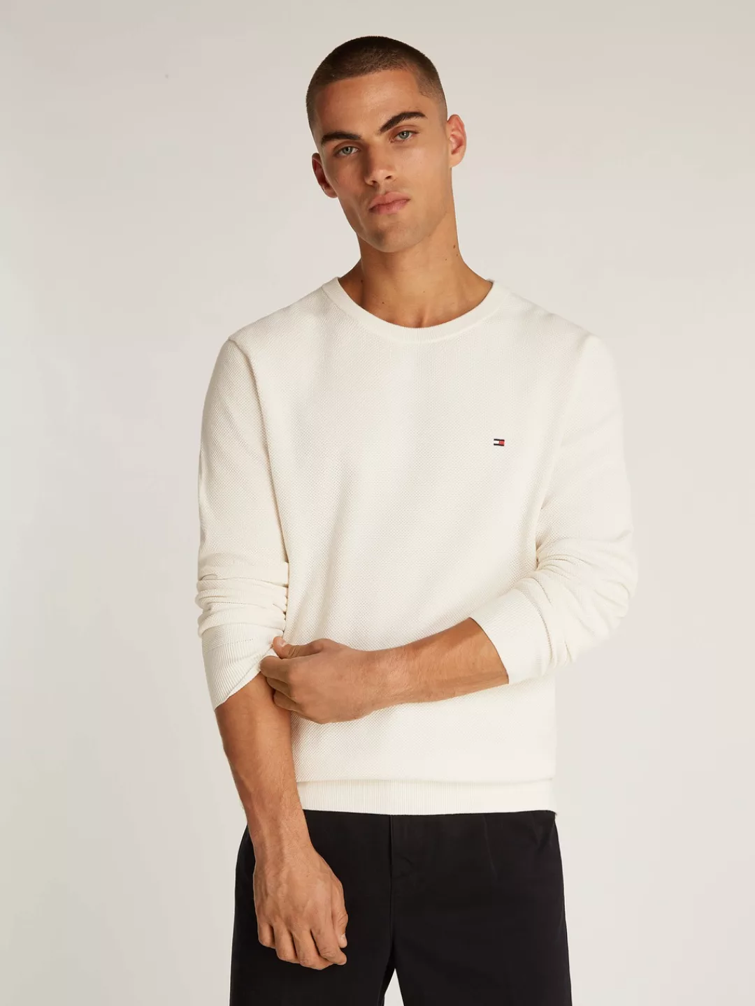 Tommy Hilfiger Rundhalspullover "ESSENTIAL STRUCTURE CREW NECK", mit feiner günstig online kaufen