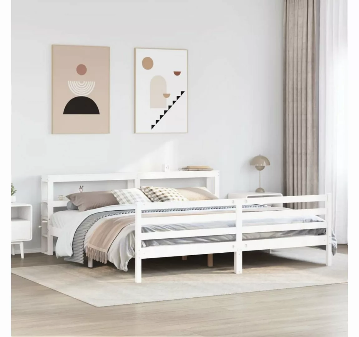 vidaXL Bett, Massivholzbett ohne Matratze Weiß 200x200 cm Kiefernholz günstig online kaufen