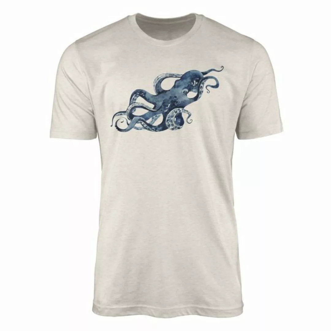 Sinus Art T-Shirt Herren Shirt 100% gekämmte Bio-Baumwolle T-Shirt Oktopus günstig online kaufen