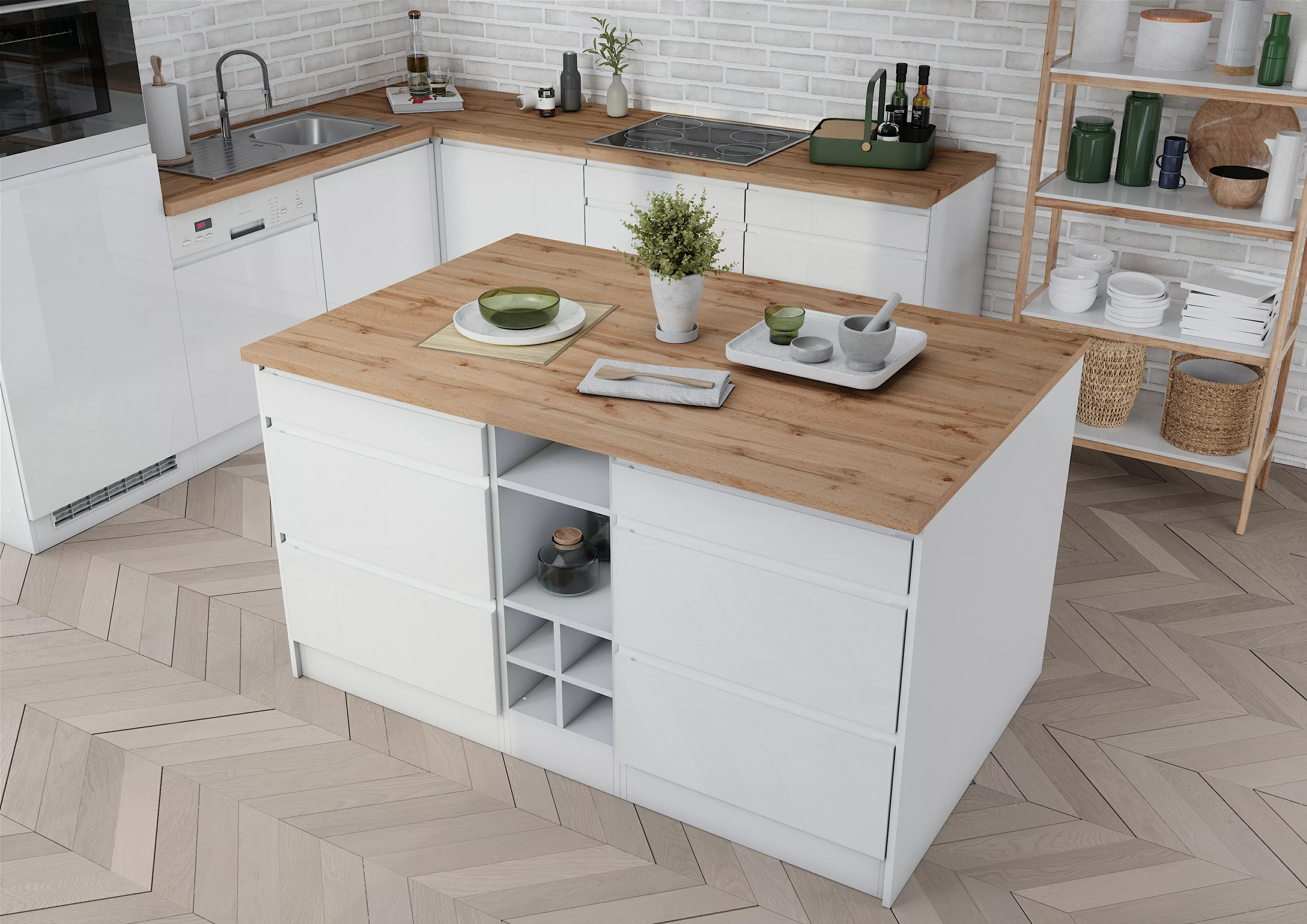 KOCHSTATION Kücheninsel "KS-Virginia", Breite 153 cm, MDF-Fronten, Flaschen günstig online kaufen