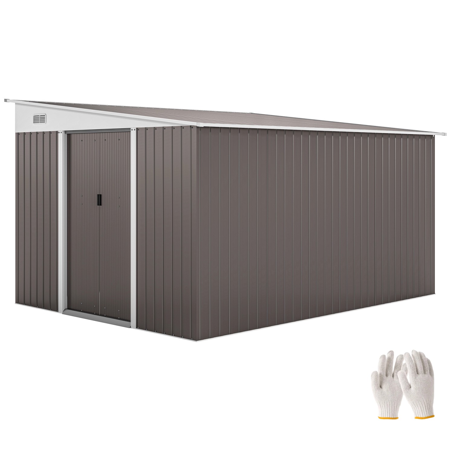 Outsunny Gerätehaus mit Pultdach Belüftungsschlitzen 280 x 345 x 201cm Grau günstig online kaufen