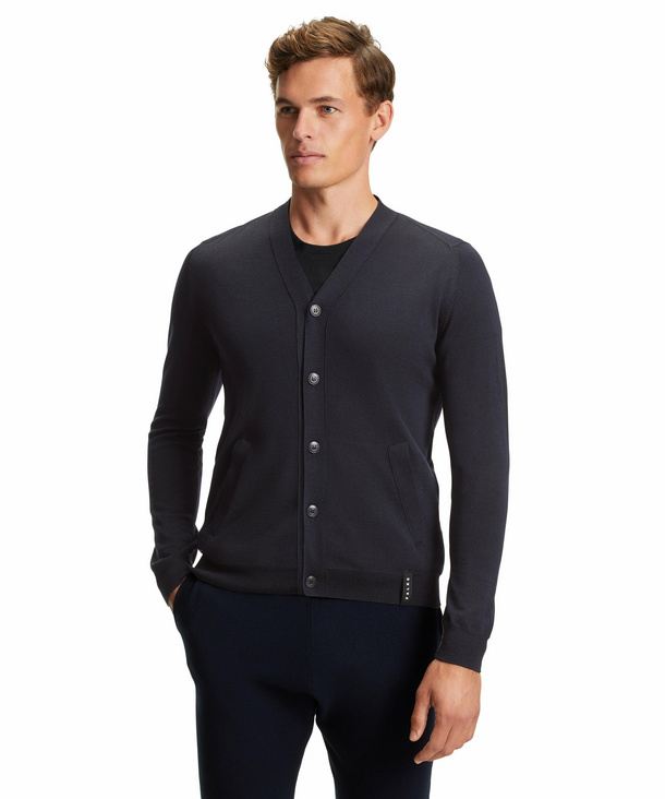 FALKE Herren Cardigan V-Ausschnitt, 3XL, Blau, Uni, Schurwolle, 60174-64370 günstig online kaufen