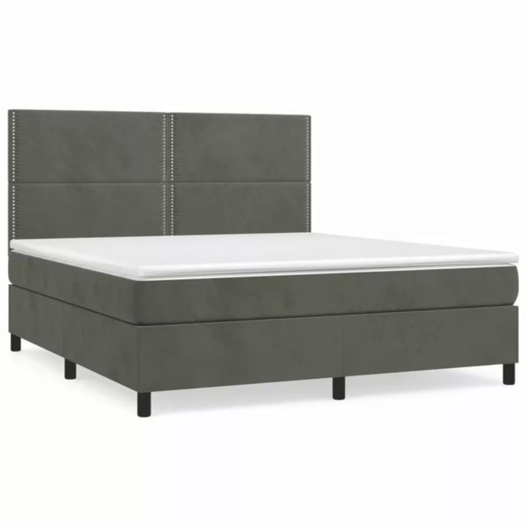 furnicato Bettgestell Boxspringbett mit Matratze Dunkelgrau 180x200 cm Samt günstig online kaufen