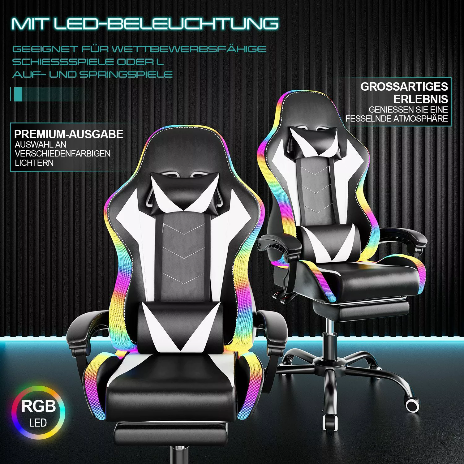 HOMALL Gaming-Stuhl LED Massage Bürostuhl mit günstig online kaufen