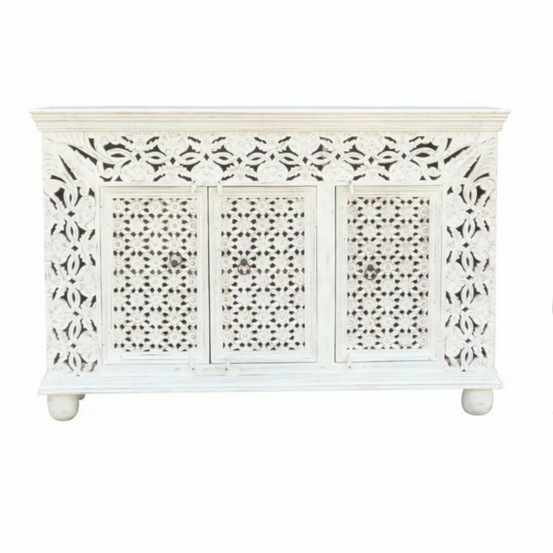 Oriental Galerie Unterschrank Weiß Whitewash Sideboard Manisha Weiß 150 cm günstig online kaufen