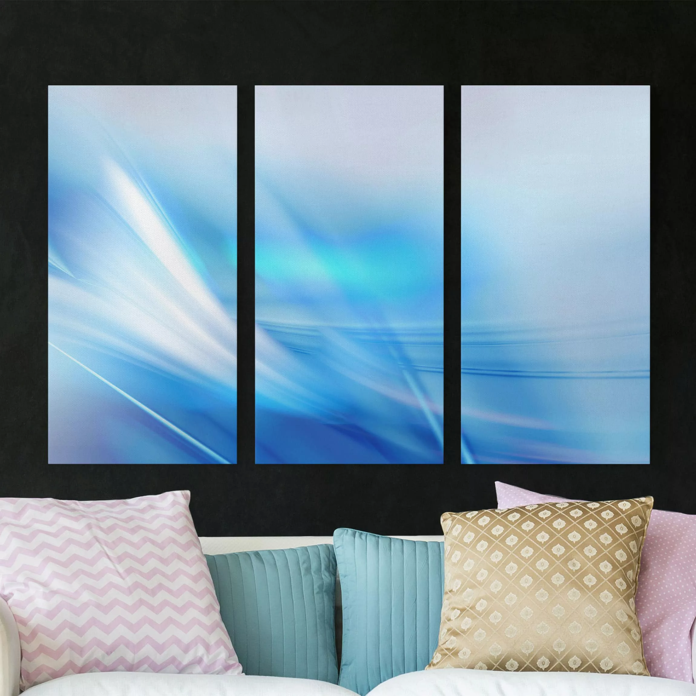 3-teiliges Leinwandbild Abstrakt - Querformat Aquatic günstig online kaufen