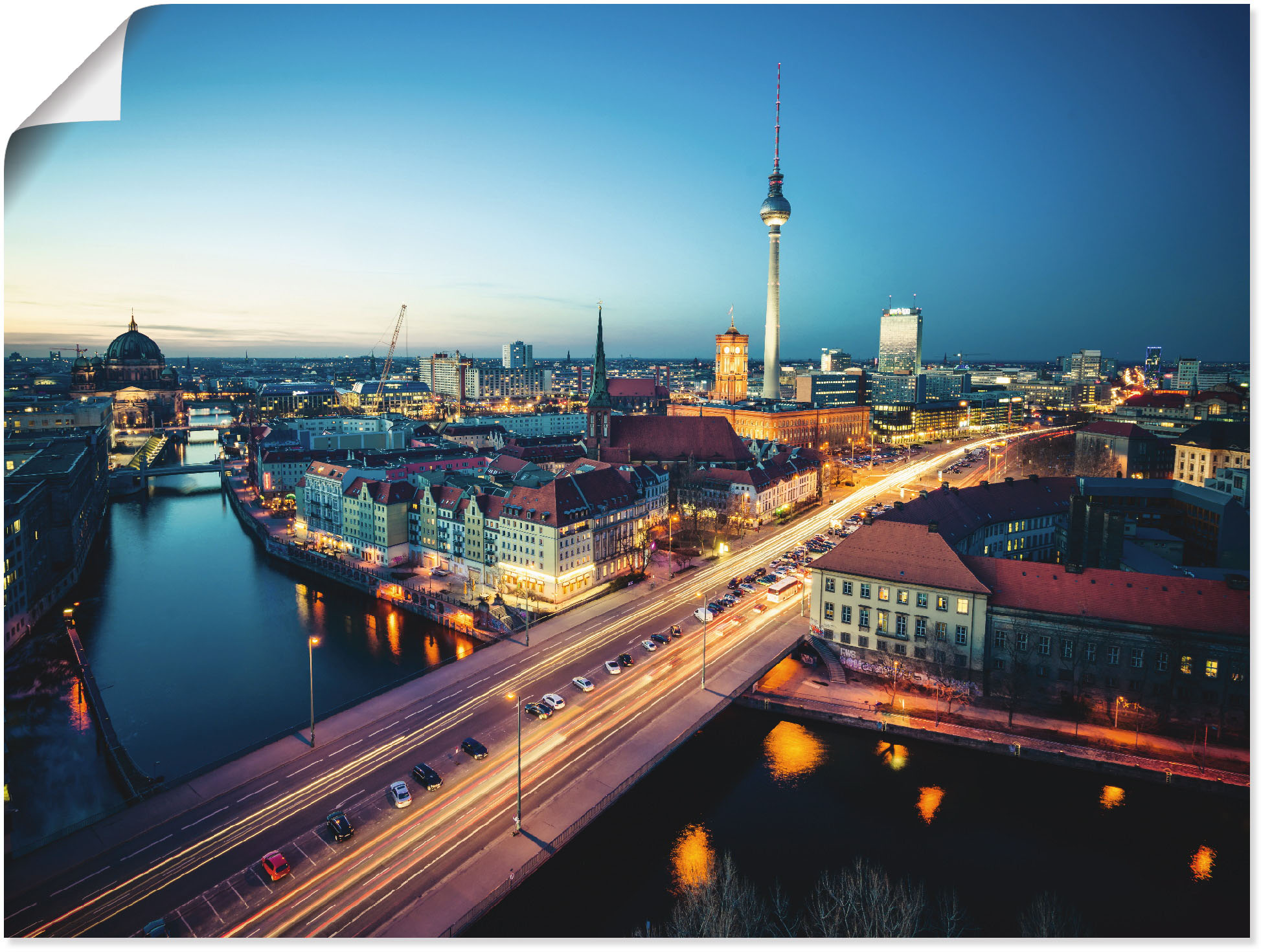 Artland Wandbild "Berlin Cityscape am Abend", Deutschland, (1 St.), als Lei günstig online kaufen