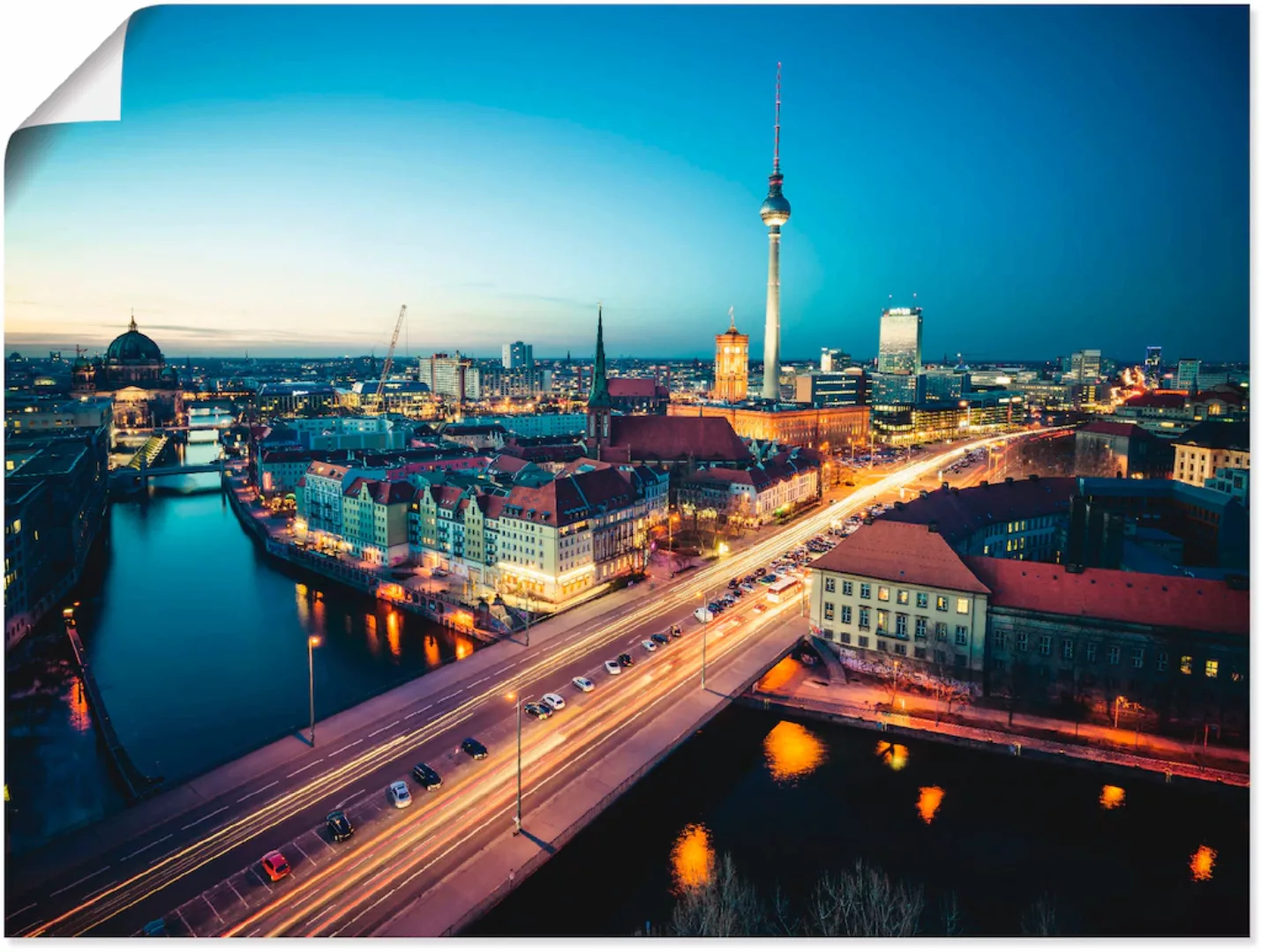 Artland Wandbild "Berlin Cityscape am Abend", Deutschland, (1 St.), als Lei günstig online kaufen