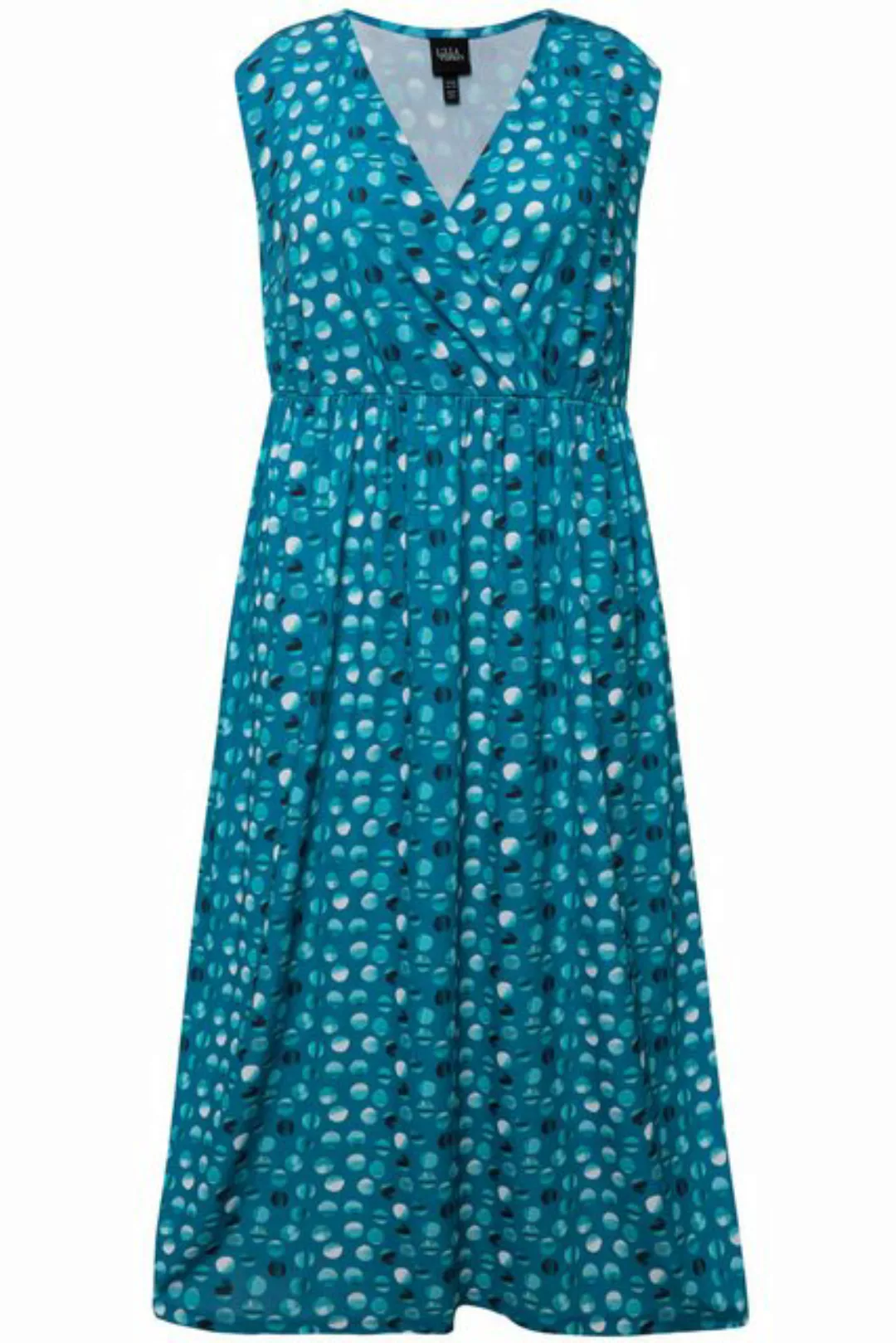 Ulla Popken Sommerkleid Jerseykleid Punkte A-Linie V-Ausschnitt ärmellos günstig online kaufen