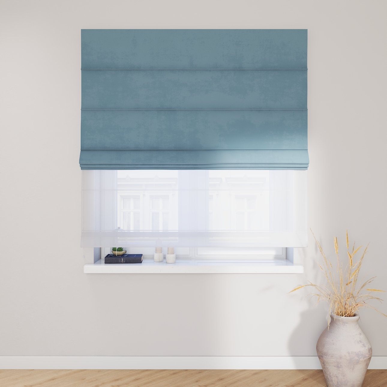 Dekoria Doppelraffrollo Duo, blau, 120 x 150 cm günstig online kaufen