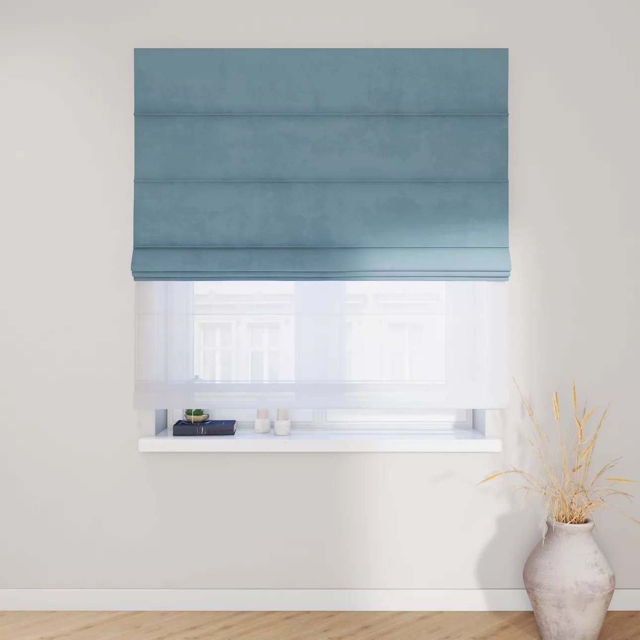 Dekoria Doppelraffrollo Duo, blau, 130 x 170 cm günstig online kaufen