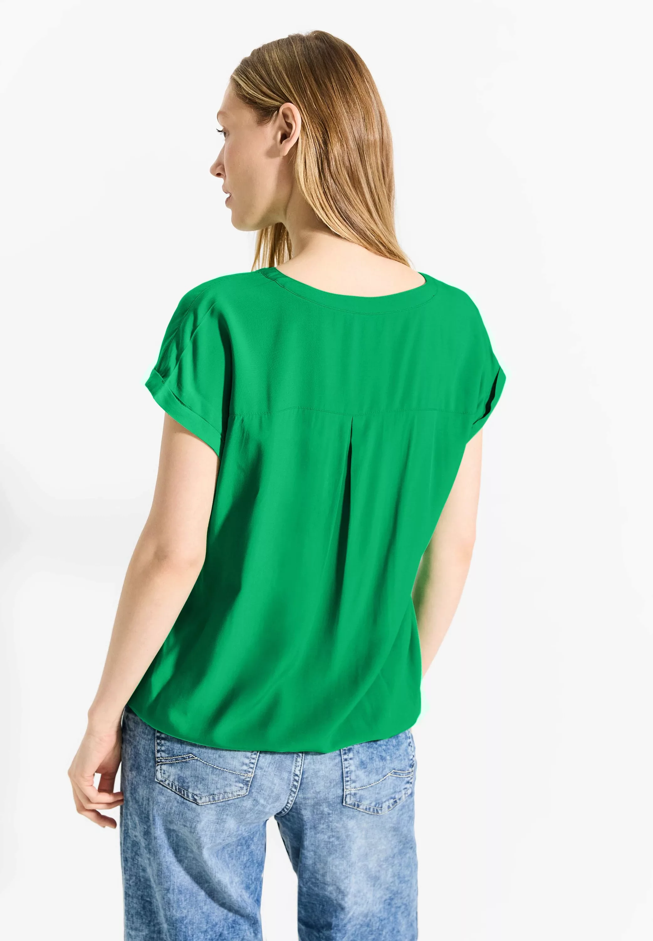 Cecil Kurzarmbluse Cecil Viskose Bluse in Fresh Apple Green (1-tlg) Gummizu günstig online kaufen