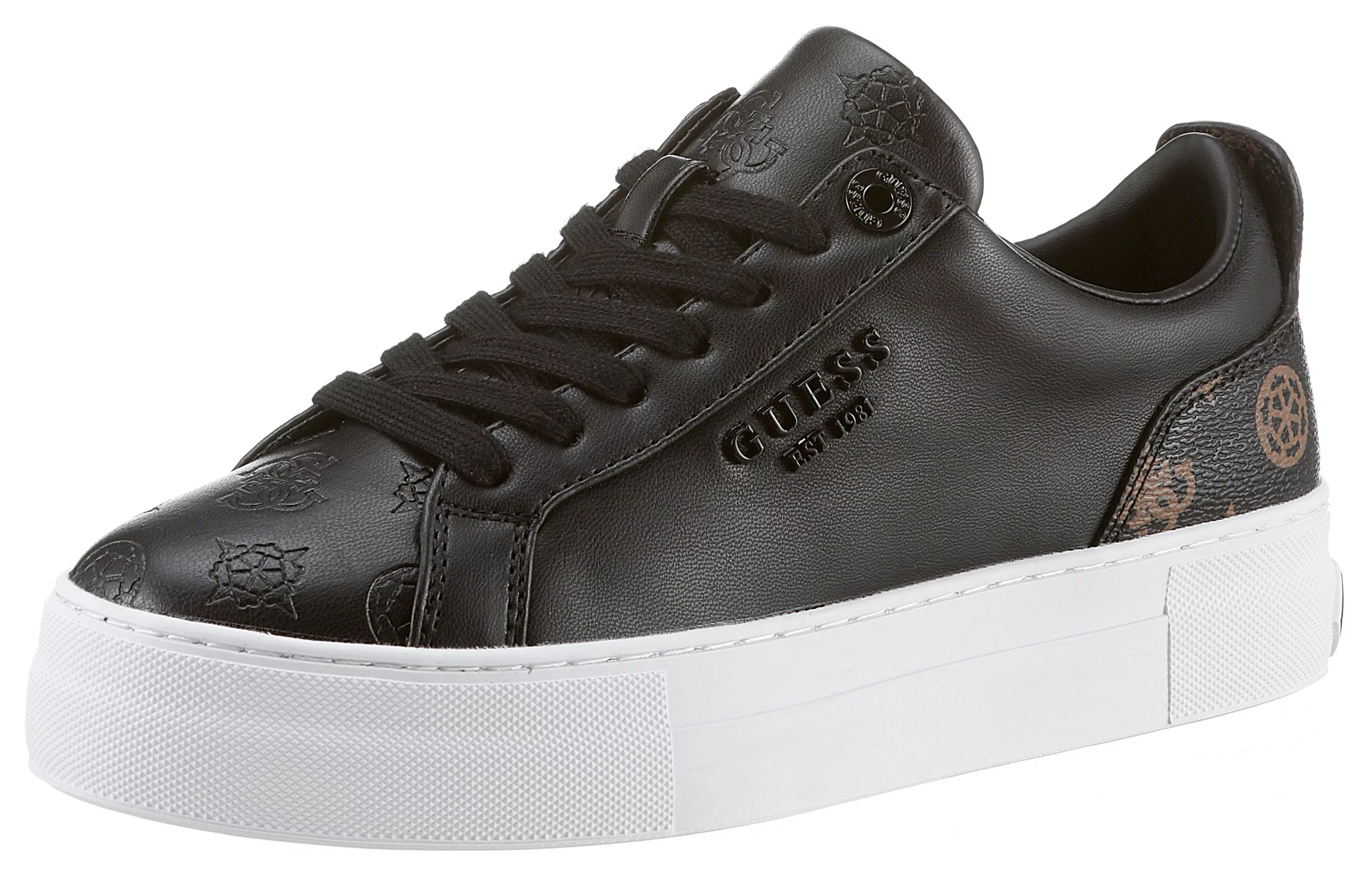 Guess Plateausneaker "GENZA", mit gepolstertem Schaftrand, Freizeitschuh, H günstig online kaufen