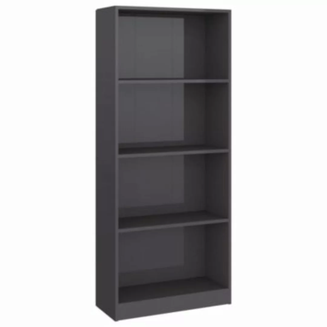 vidaXL Bücherregal 4 Fächer Hochglanz-Grau 60x24x142 cm Holzwerkstoff Büche günstig online kaufen