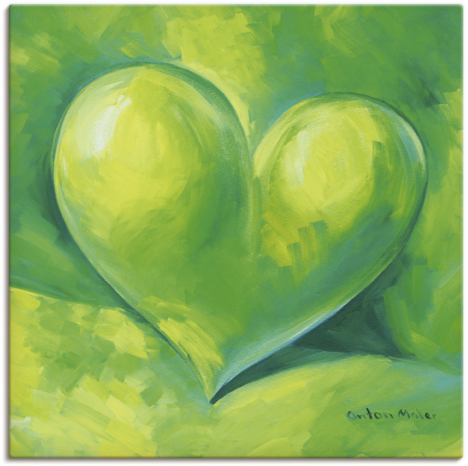 Artland Leinwandbild »Grünes Herz«, Herzen, (1 St.), auf Keilrahmen gespann günstig online kaufen
