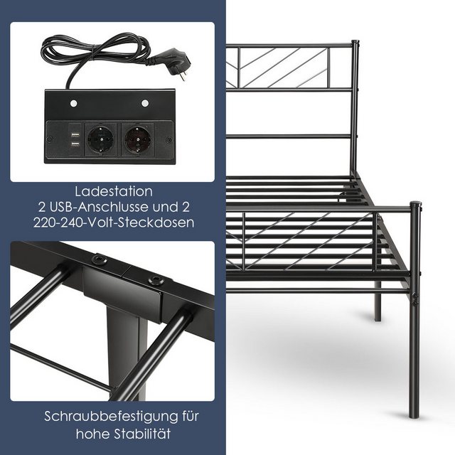 oyajia Bettgestell Metallbett Doppelbett mit Lattenrost, 140 x 200cm, inkl. günstig online kaufen