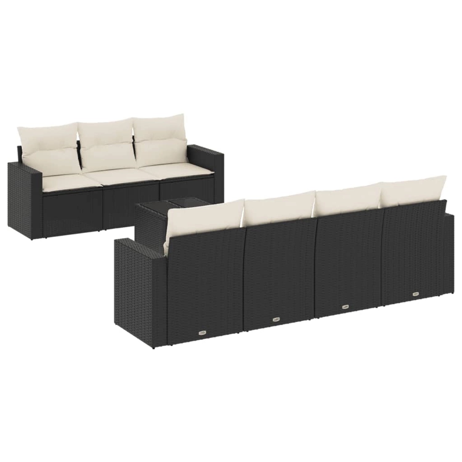vidaXL 8-Tlg Garten-Sofagarnitur mit Kissen Schwarz Poly Rattan 3218716 günstig online kaufen