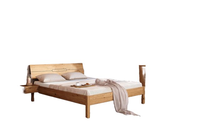 Natur24 Einzelbett Bett Bento 4 Sonderlänge 120x220 Kernbuche Holzkopfteil günstig online kaufen