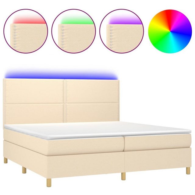 vidaXL Bettgestell Boxspringbett mit Matratze LED Creme 200x200 cm Stoff Be günstig online kaufen