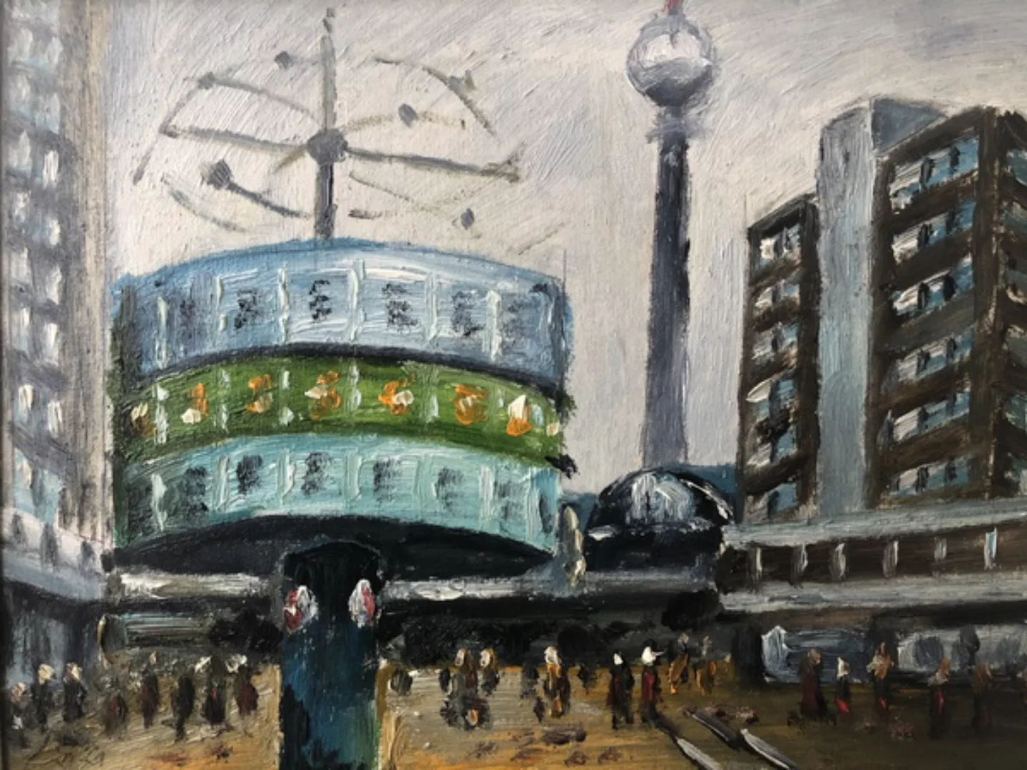 Kunstwerk "Berlin" Gemälde Einzelstück Unikat Streetart Popart Fernsehturm günstig online kaufen