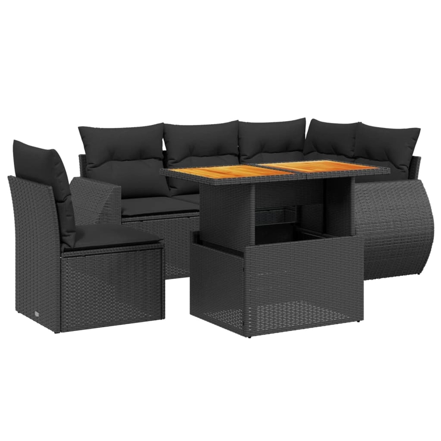 vidaXL 6-Tlg Garten-Sofagarnitur mit Kissen Schwarz Poly Rattan 3272196 günstig online kaufen