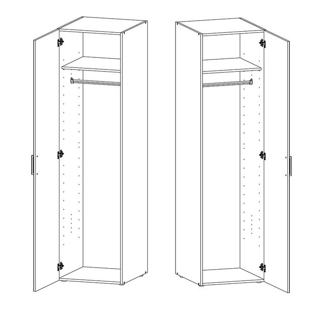 Lomadox Garderobenschrank MIAMI-43 weiß/Betonoptik, mit Kleiderstange, ca. günstig online kaufen