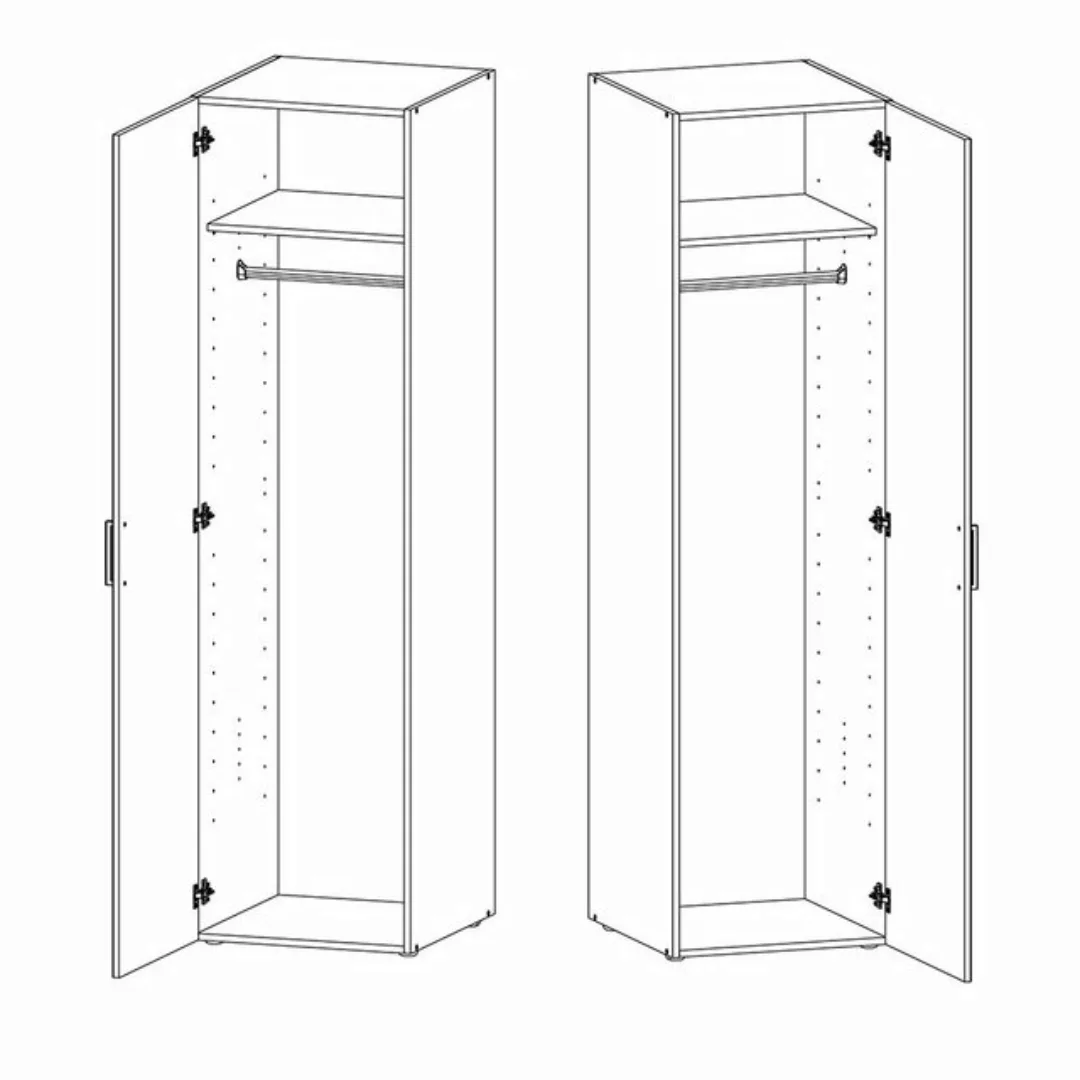 Lomadox Garderobenschrank MIAMI-43 weiß/Betonoptik, mit Kleiderstange, ca. günstig online kaufen