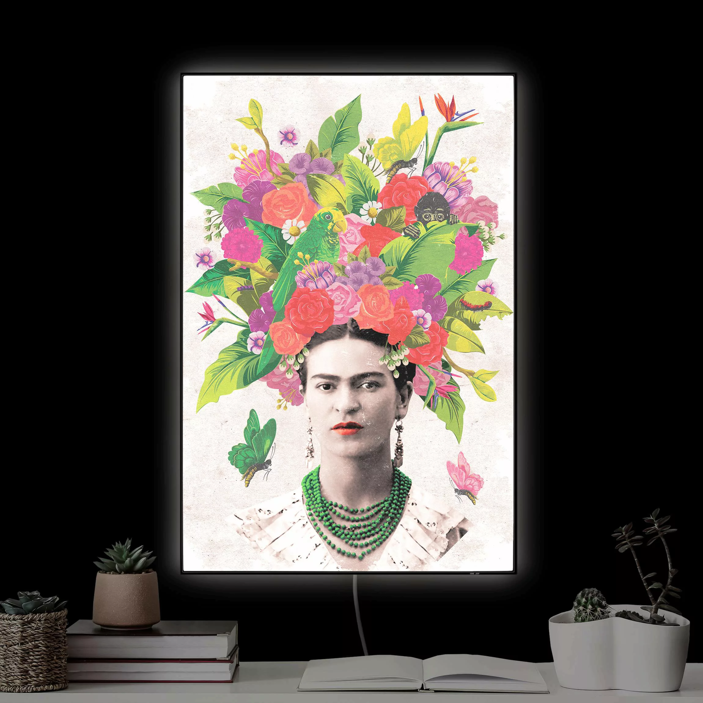 LED-Wechselbild Frida Kahlo - Blumenportrait günstig online kaufen