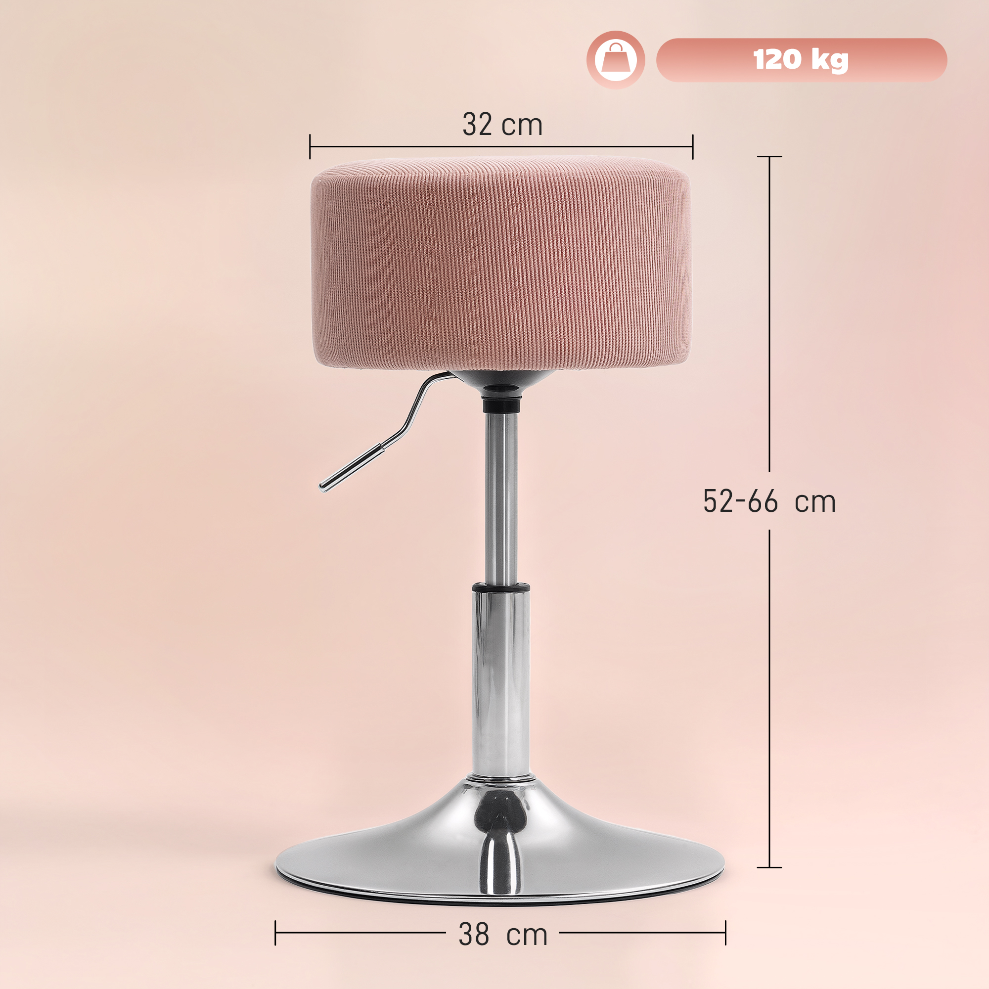 HOMCOM Barhocker, Gepolstert Barstuhl mit Metallgestell, Cordoptik, Höhenve günstig online kaufen