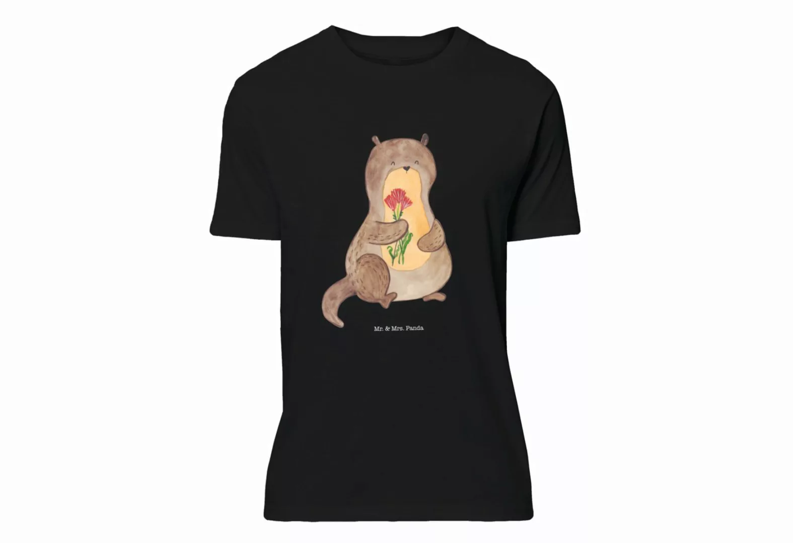 Mr. & Mrs. Panda T-Shirt Otter Blumenstrauß - Schwarz - Geschenk, Jubiläum, günstig online kaufen