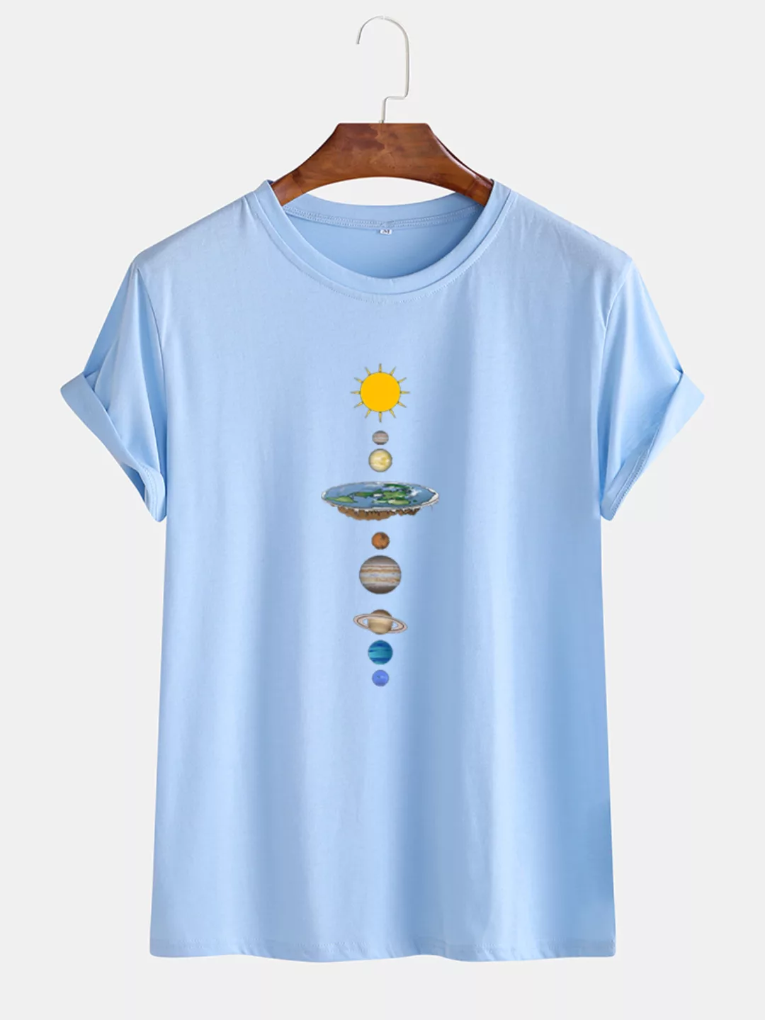 Herren Planet Printed Round Neck Lässige Kurzarm-T-Shirts günstig online kaufen