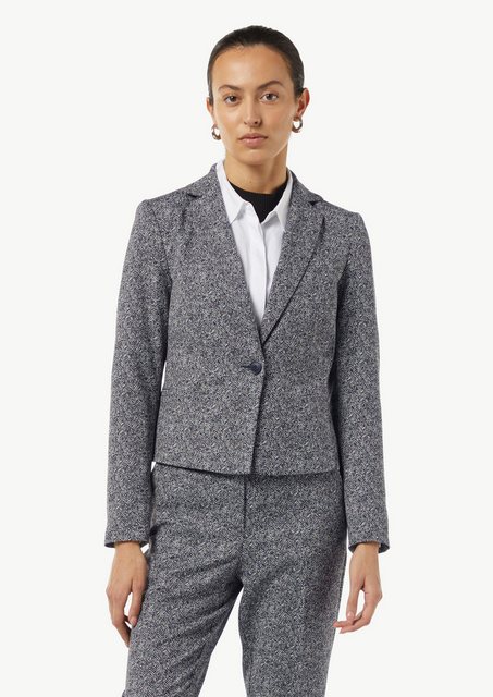 Comma Blusenblazer Taillierter Jacquard-Blazer mit Fischgrat-Muster günstig online kaufen