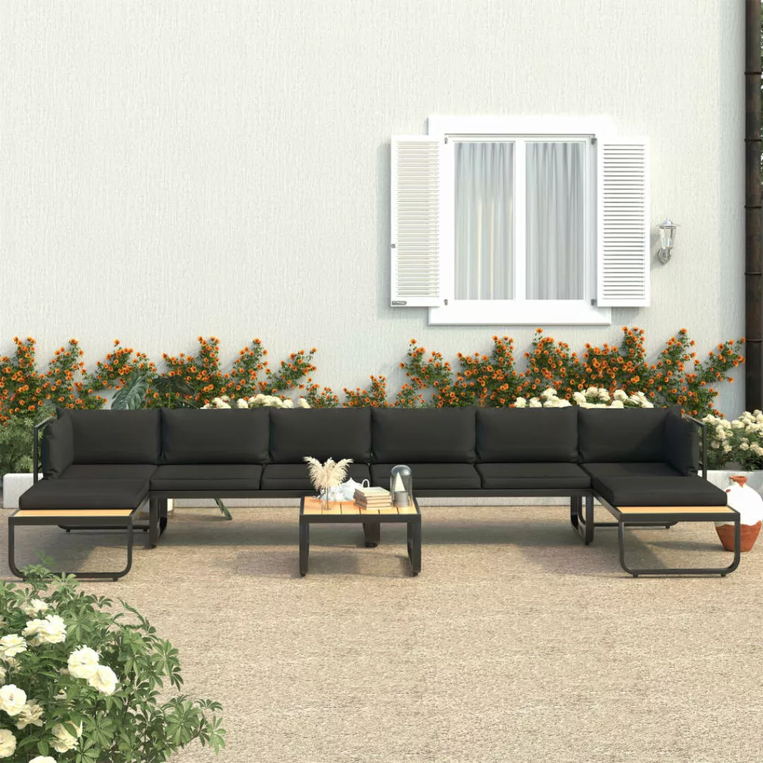 5-tlg. Garten-ecksofa-set Mit Auflagen Aluminium Und Wpc günstig online kaufen