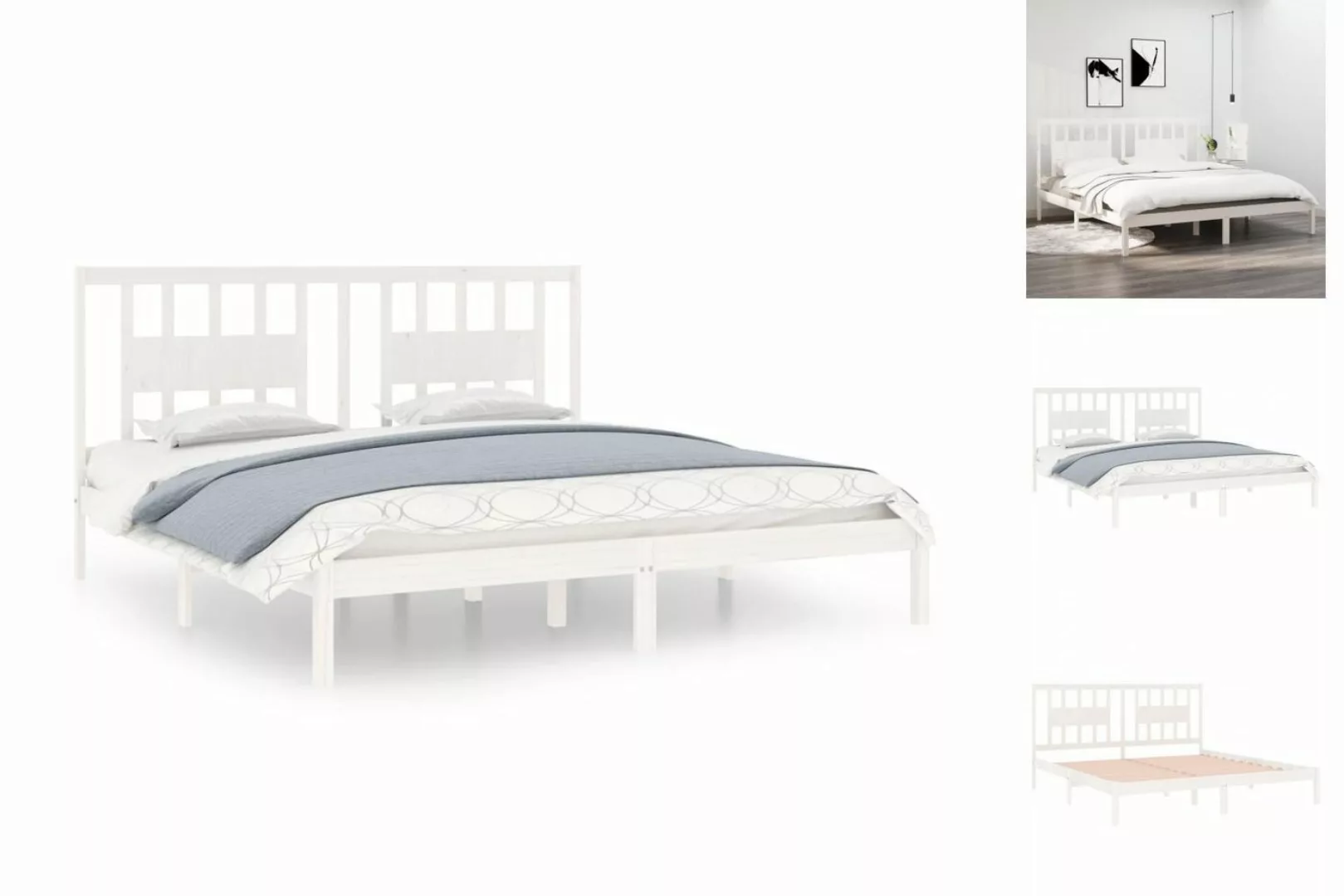 vidaXL Bettgestell Massivholzbett Weiß Kiefer 200x200 cm Bett Bettgestell D günstig online kaufen