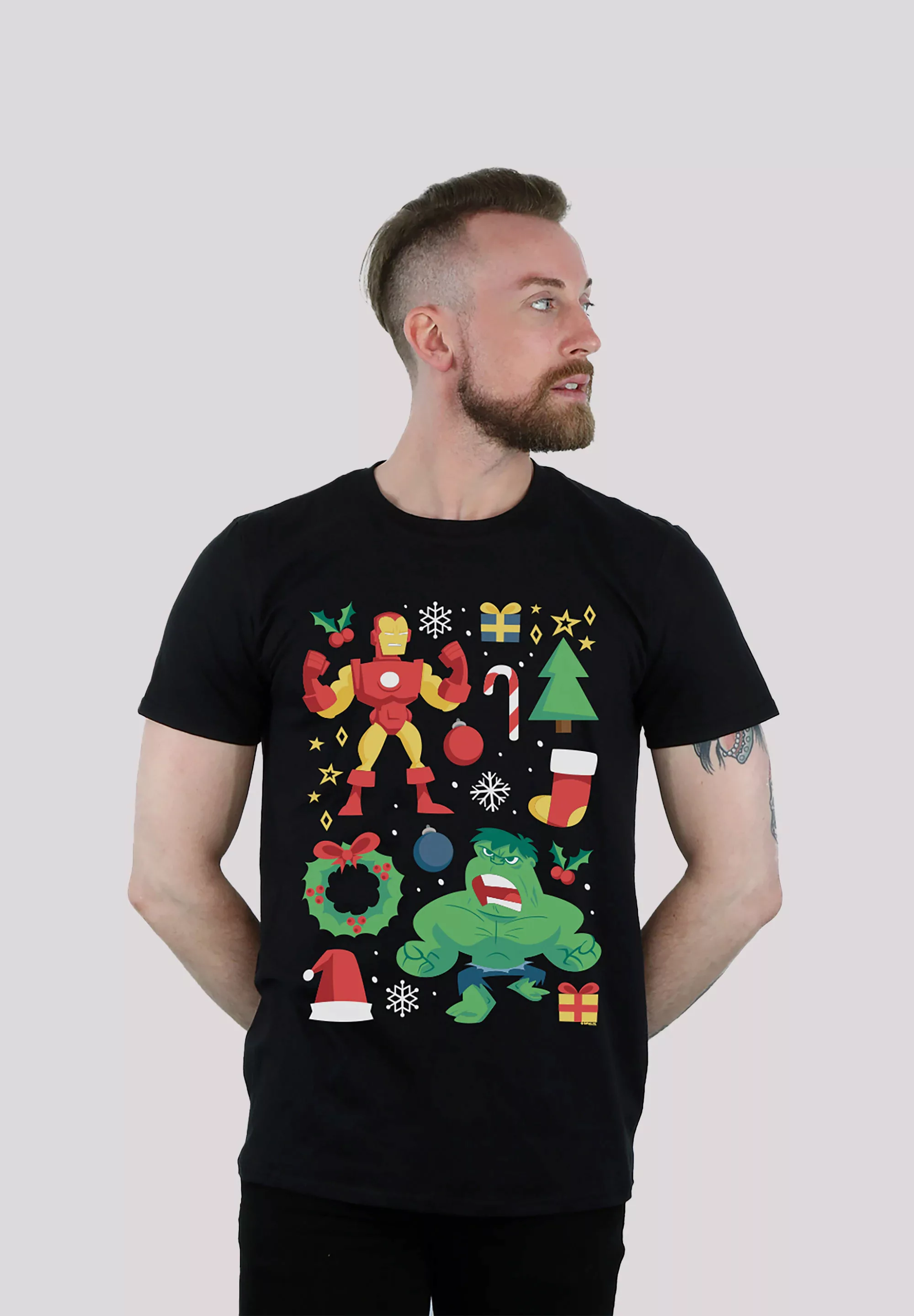 F4NT4STIC T-Shirt "Marvel Universe Iron Man And Hulk Weihnachten", Print günstig online kaufen