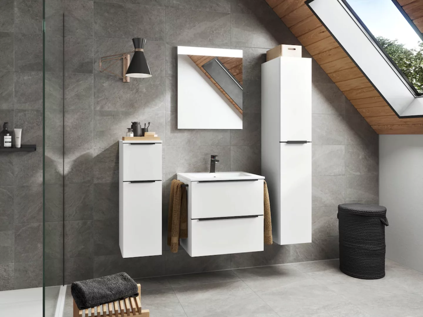 nobilia® Badmöbel-Set Levere, (4-St., vormontiert, mit günstig online kaufen