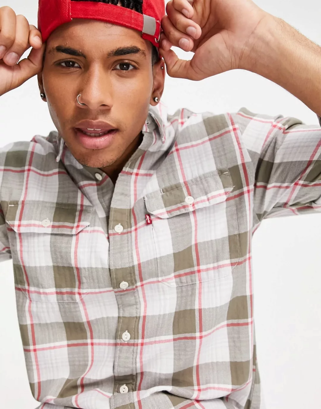 Levi's – Jackson – Karierte Worker-Hemdjacke in Grau günstig online kaufen