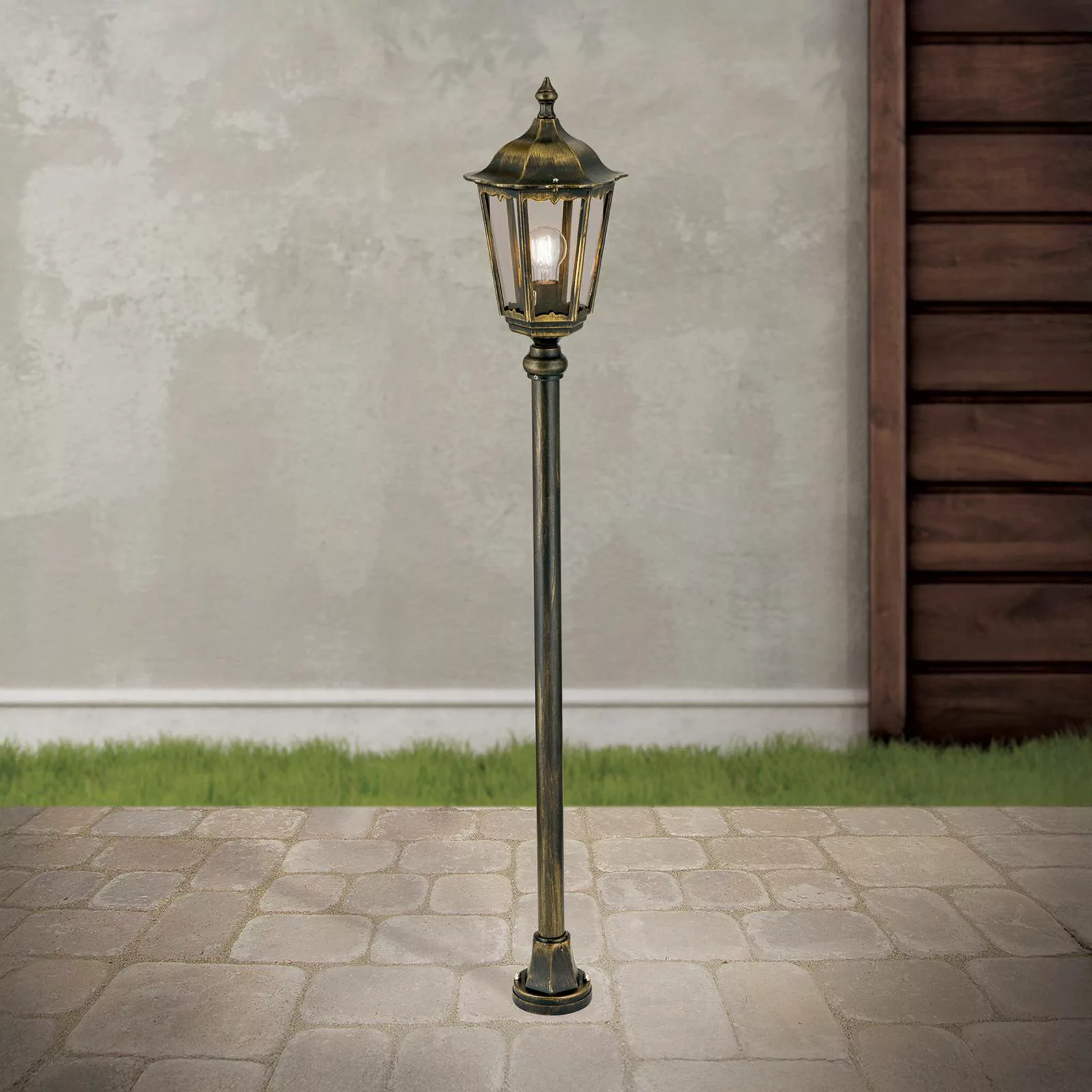 Wegeleuchte Puchberg 140 cm, schwarz-gold günstig online kaufen