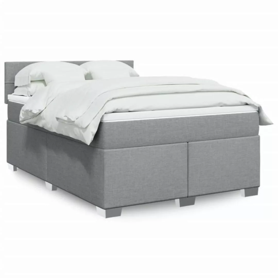 vidaXL Boxspringbett, Boxspringbett mit Matratze Hellgrau 160x200 cm Stoff günstig online kaufen