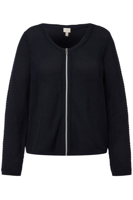 Ulla Popken Strickjacke Strickjacke Lochstrick Rundhals Biobaumwolle günstig online kaufen