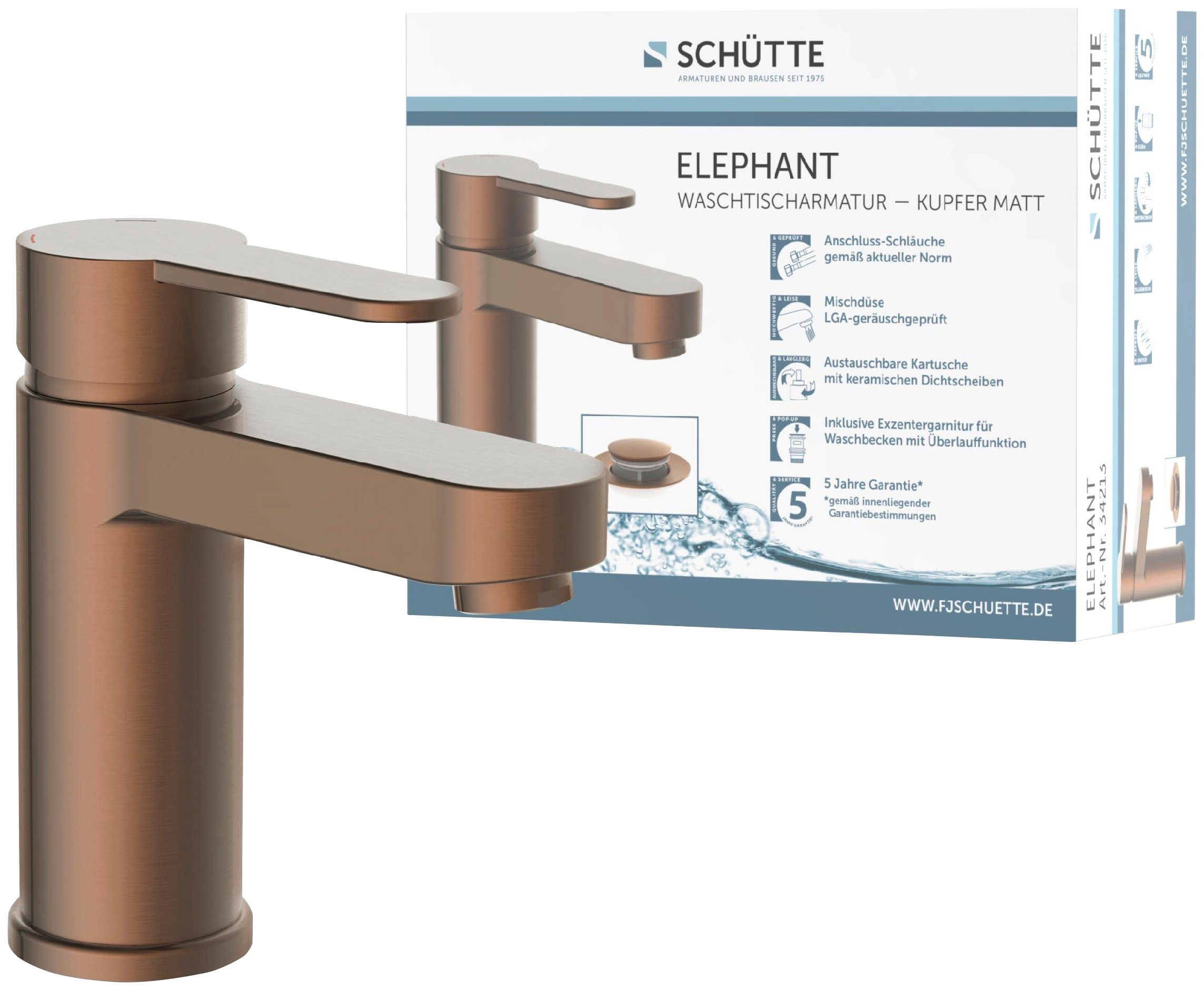 Schütte Waschtischarmatur ELEPHANT inkl. Exzenter, Marken-Mischdüse, günstig online kaufen