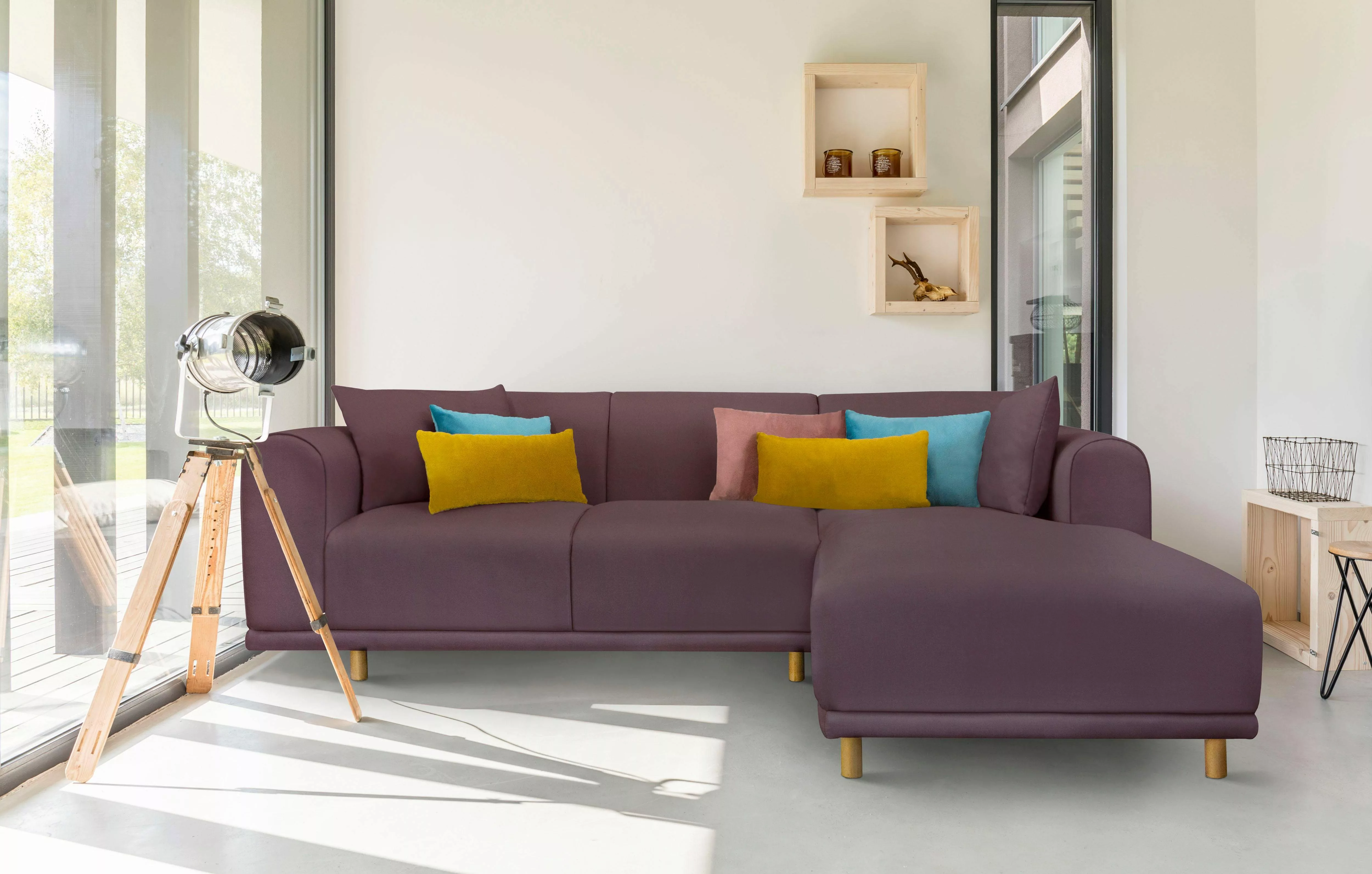 andas Ecksofa "Maroon L-Form", in skandinavischem Design, mit losen Kissen günstig online kaufen