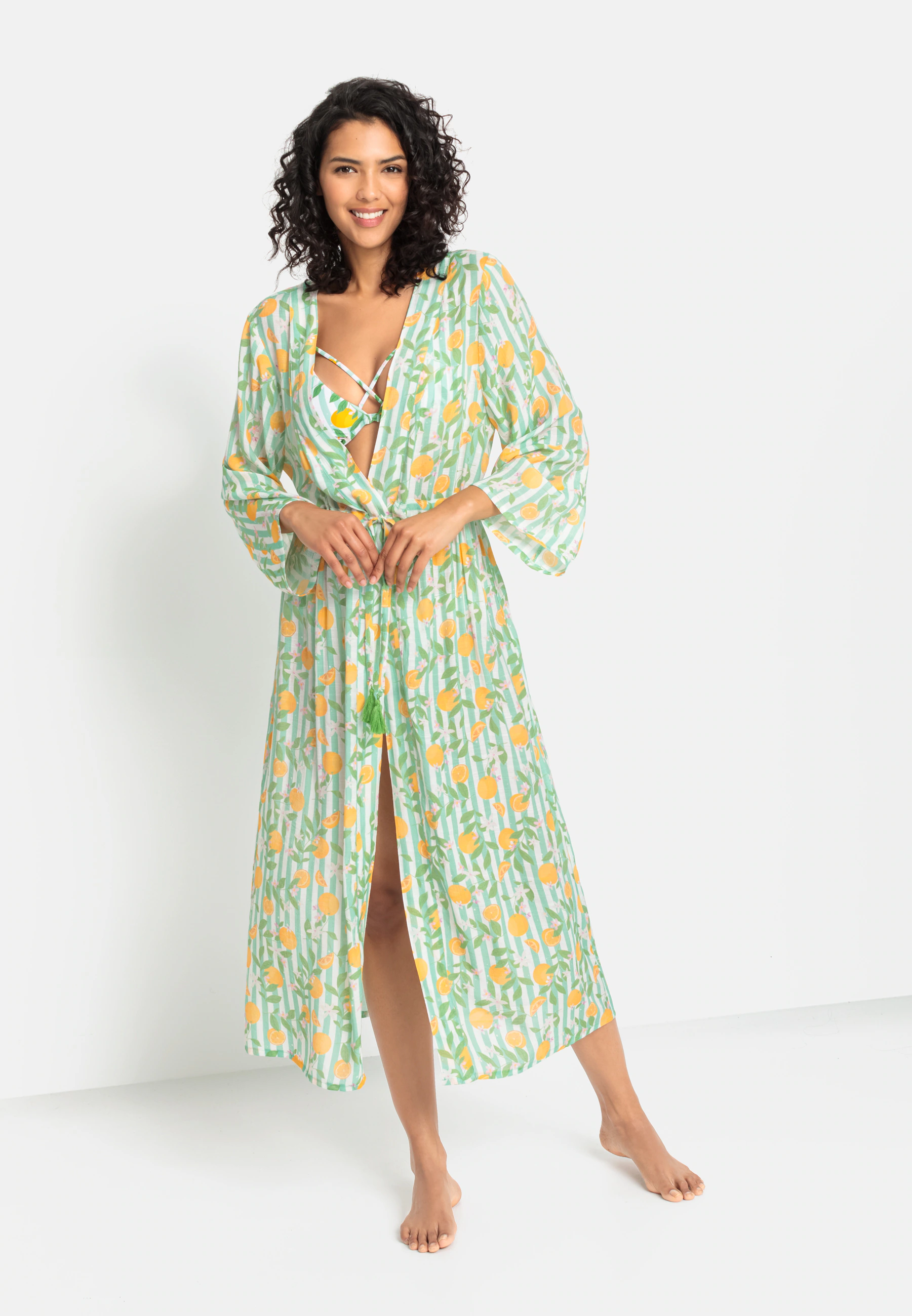 Buffalo Strandkleid, im Kimono-Style mit Bindeband, langärmliges Sommerklei günstig online kaufen
