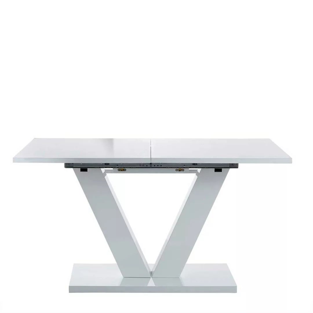 Moderner Esszimmer Tisch in Weiß Hochglanz ausziehbar günstig online kaufen