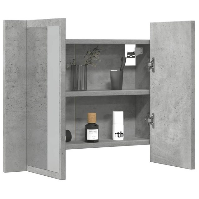 vidaXL Badezimmerspiegelschrank LED-Spiegelschrank Betongrau 60x12x45 cm Ho günstig online kaufen