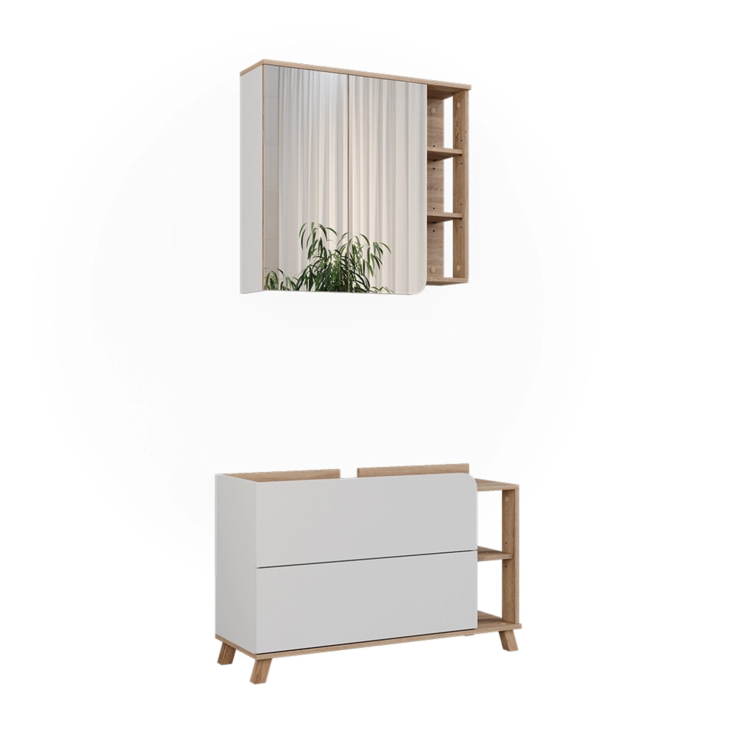 Vicco Badmöbel-Set Karen, Sonoma/Weiß, 2 Teile, günstig online kaufen